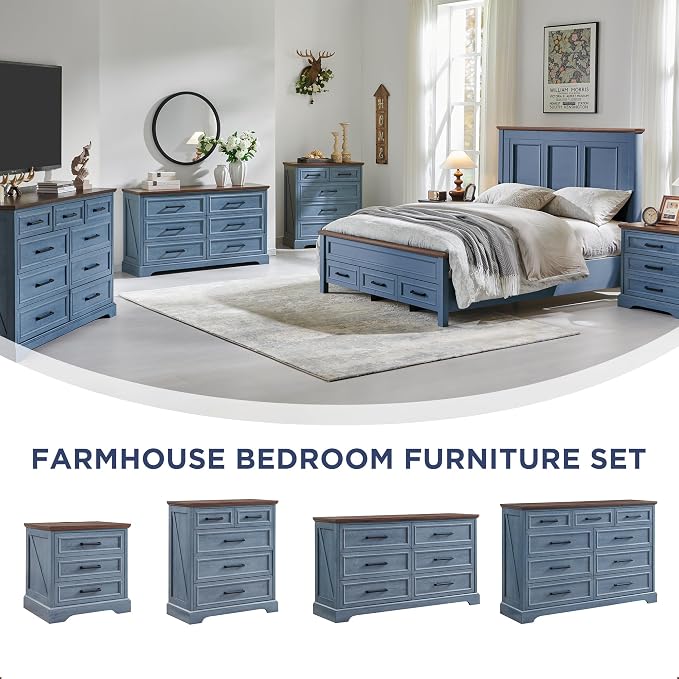 ACCOHOHO Farmhouse Nightstands Set of 2, 22 Inch Wide End Table - Image 4
