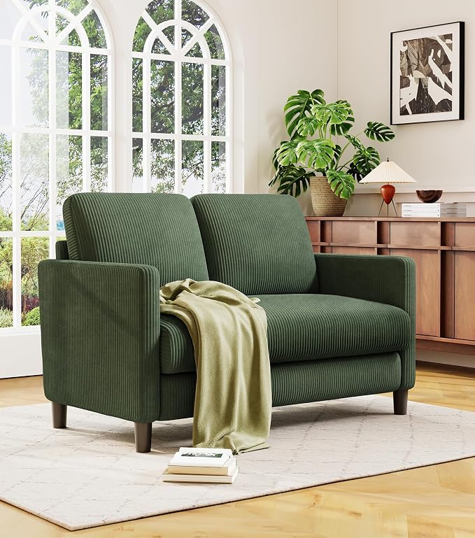Welzona Loveseat Sofa, Comfy Corduroy Small Loveseat - Image 7
