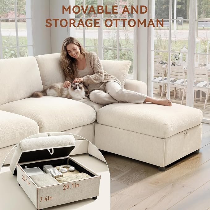 Ihanherry 141" Oversized Cloud Sectional Couches - Image 3