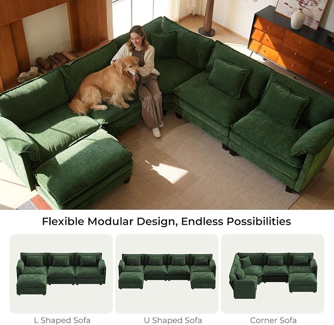 ELUCHANG 150" Oversized V-Shaped Cloud Couch Modular Sectional Sofa - Image 9