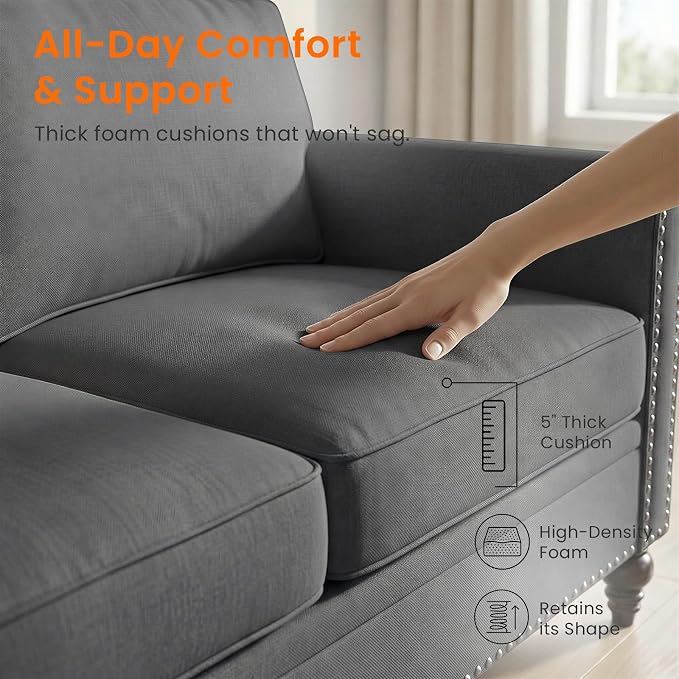 2 Piece Living Room Sofa Sets, Modern 3 Seater Sofa and Armchair Sets, Linen - Image 5