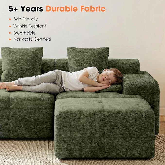 83.5" Boneless Loveseat with Ottoman, Cloud Comfy Couches - Image 5