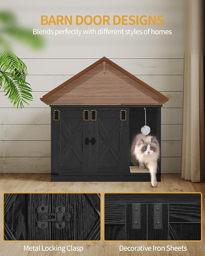 Hzuaneri Cat Litter Box Enclosure, Hidden Litter Box Cabinet Furniture - Image 4