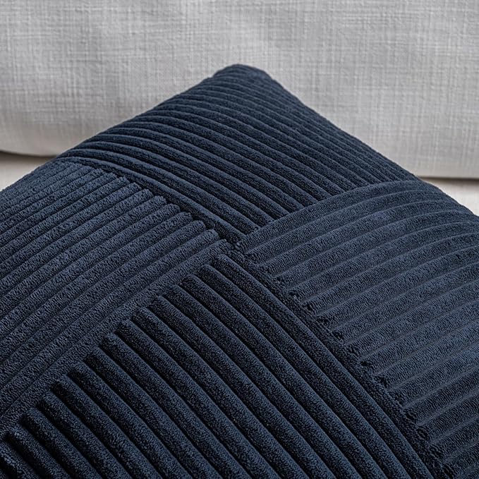 Fancy Homi 2 Packs Navy Blue Lumbar Decorative Throw Pillow Covers 14x22 Inch - Image 3