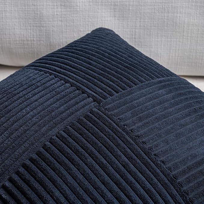 Fancy Homi 2 Packs Navy Blue Decorative Throw Pillow Covers 22x22 Inch - Image 3