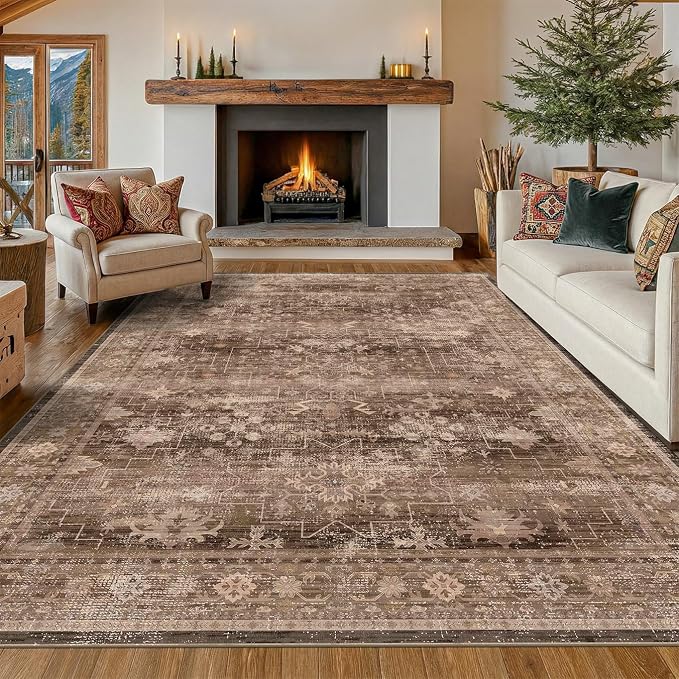 Hazo Haus Boho Brown Living Room Rug 7x9 - Image 4