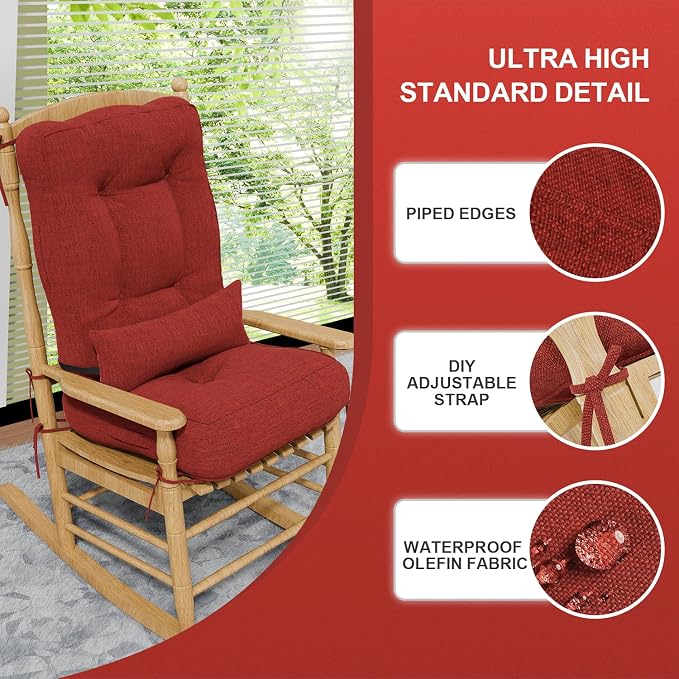 Rocking Chair Cushions with Pillow, Waterproof and Fade-Resistant Thicken - Image 6
