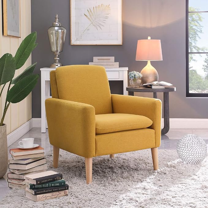 Set of 2 Accent Chairs Living Room Modern Arm Chair Comfortable Fabric Comfy - Image 4