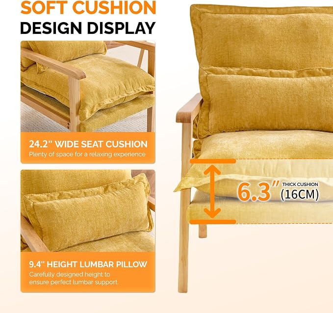VINGLI Mid-Century Modern Cloud Accent Armchair - Image 7