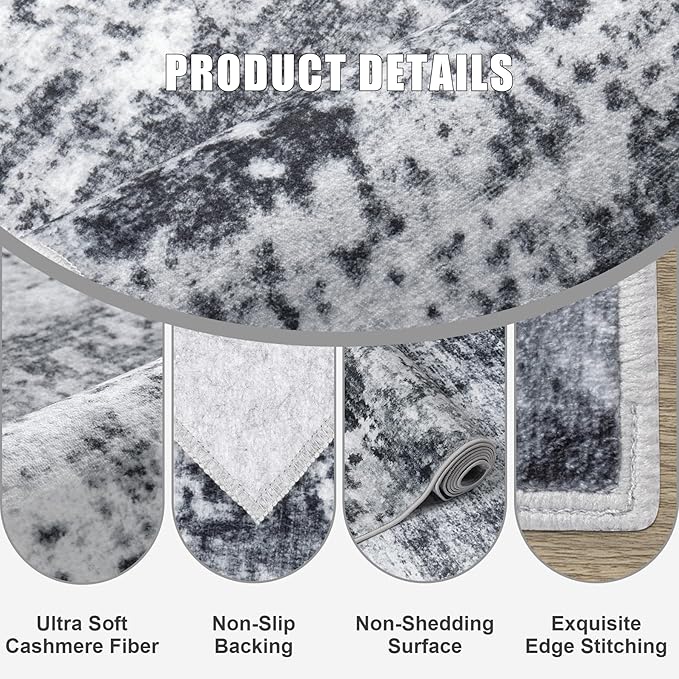 Washable Area Rug 3x5 Entryway Rug: Washable Modern Abstract Soft Thin Rug - Image 6