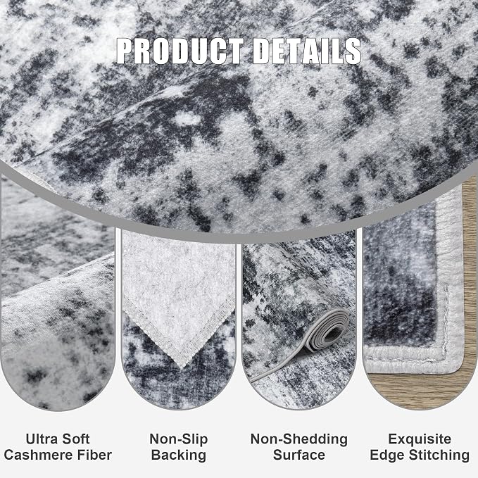 Washable Area Rug 3x14 Entryway Rug: Washable Modern Abstract Soft Thin Rug - Image 6