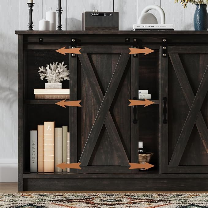4 EVER WINNER 42" Farmhouse Coffee Bar Cabinet, Buffet Cabinet - Image 7