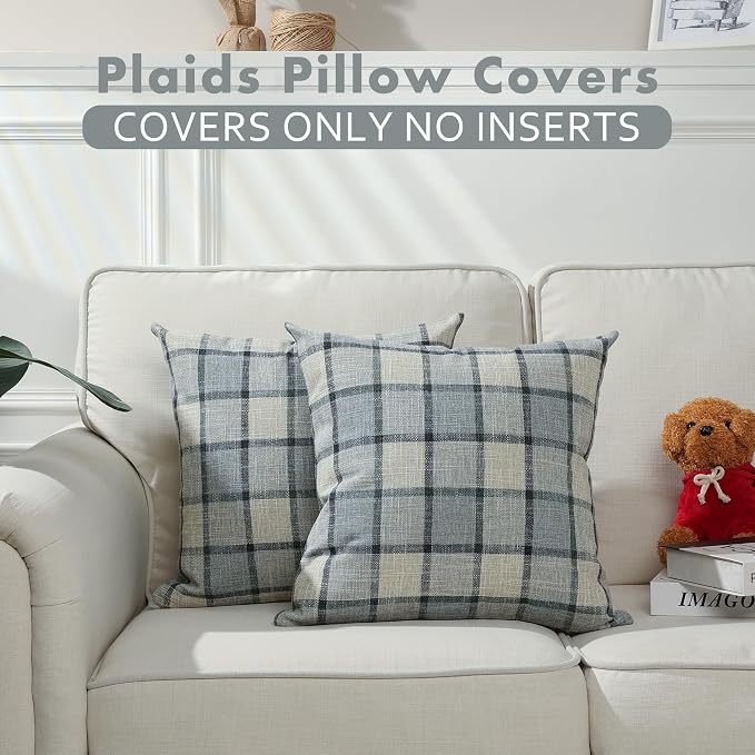 Stellhome Pack of 2 Faux Linen Buffalo Check Throw Pillow Covers, Farmhouse - Image 5