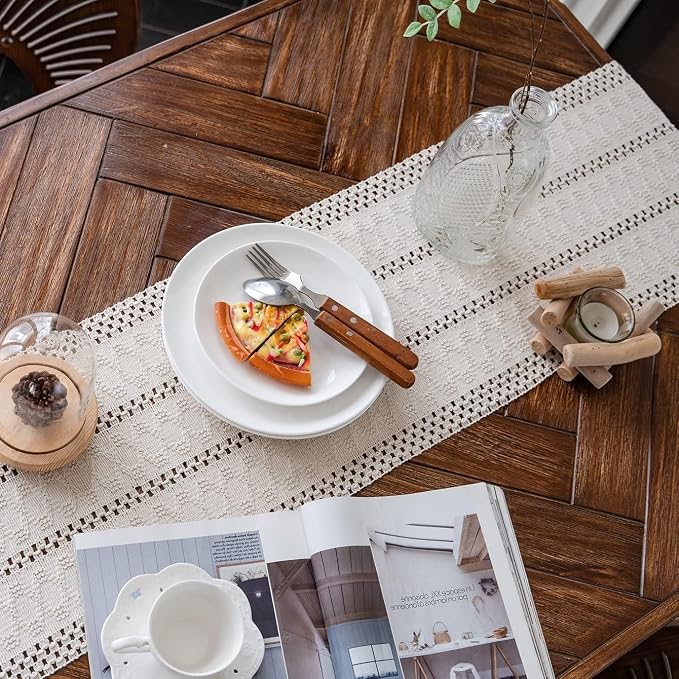 Macrame Table Runner Cream Beige Boho Table Runners - Image 4
