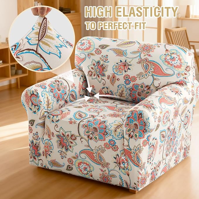 H.VERSAILTEX Floral Pattern Chair Covers Armchair Printed Chair Slip Covers - Image 6