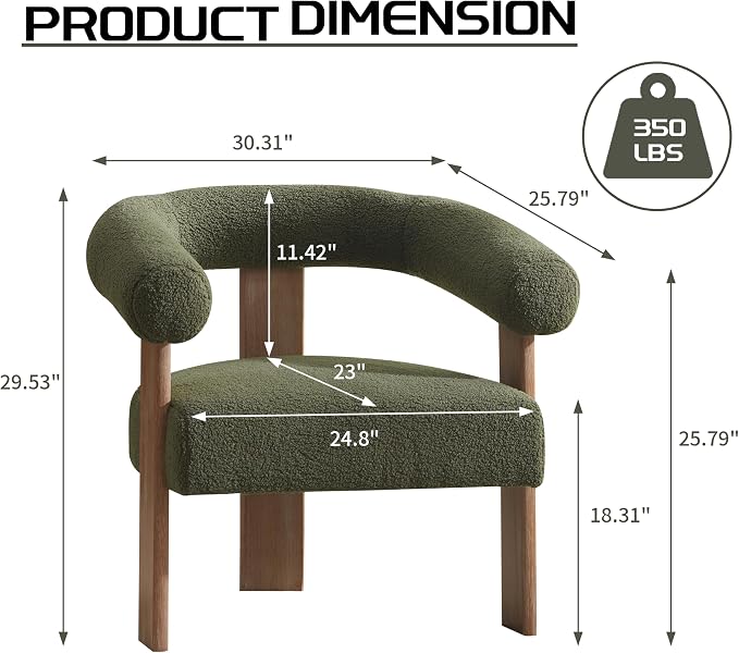 VKNOW Accent Chair Living Room Chair, Modern Upholstered Arm Chair - Image 2