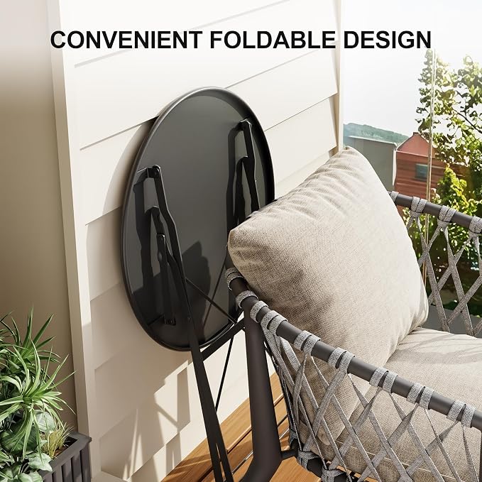 3-Piece Folding Bistro Set, Outdoor Patio Furniture Set - Image 3