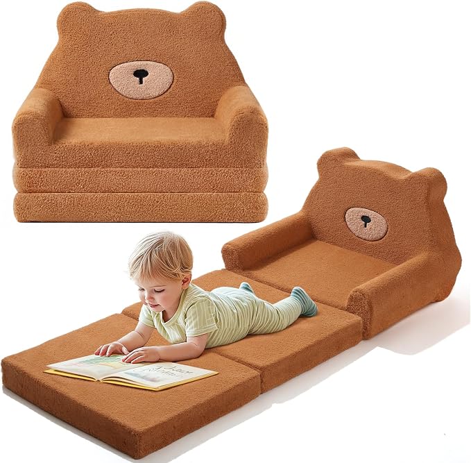 little dove Extra Wide Soft Toddler Couch Fold Out, Comfy Toddler Chair by LittleDove