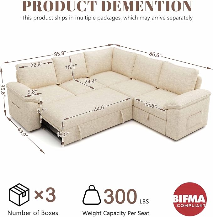 85 Inch Modular Sectional Sofa - Image 3