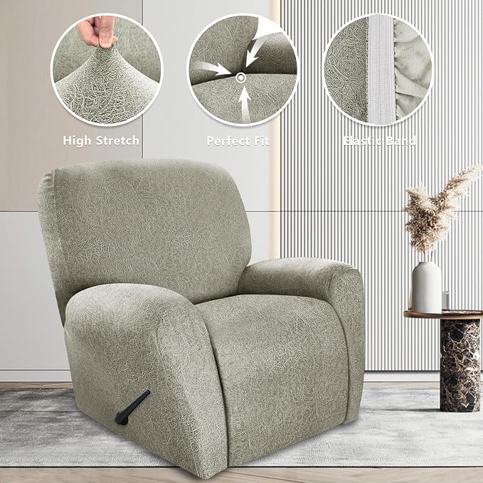 ANARACHON Recliner Chair Covers Leather Look, 4 Pieces Recliner Covers Non Slip - Image 5