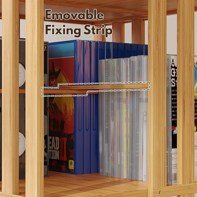 YOWOS Rotating Bookshelf Tower, 360° Display Spinning Bookcase, Bamboo - Image 4