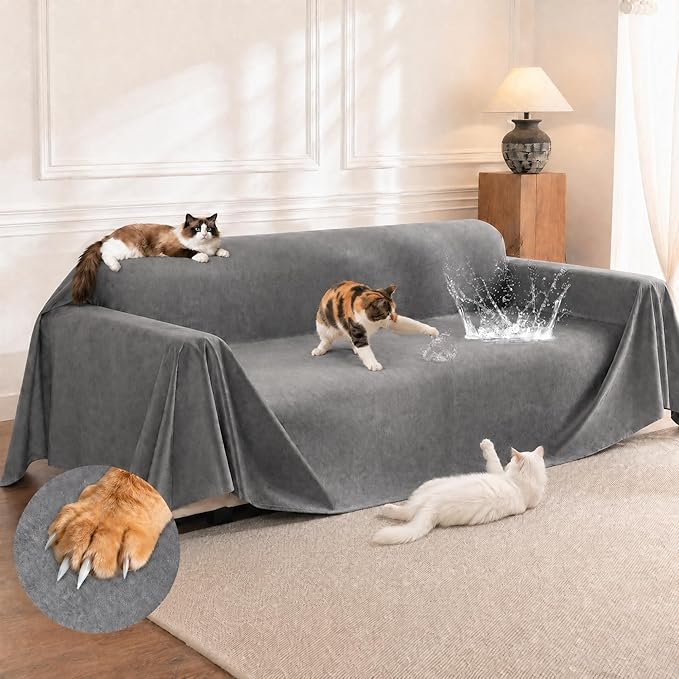 LOllON Velvet Couch Cover for Cats Dogs Kids by Loiion