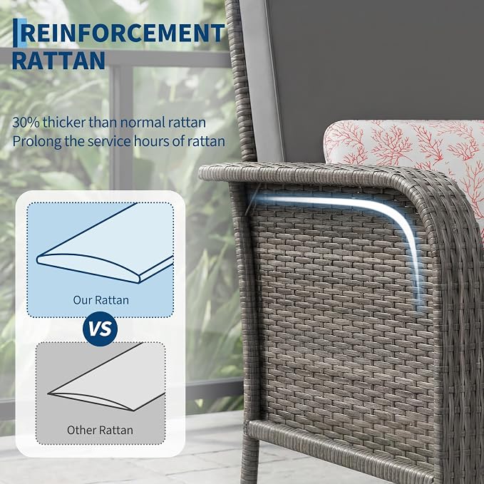 GarveeHome 2-Piece Outdoor Patio Furniture Set, All-Weather Rattan Chairs - Image 3