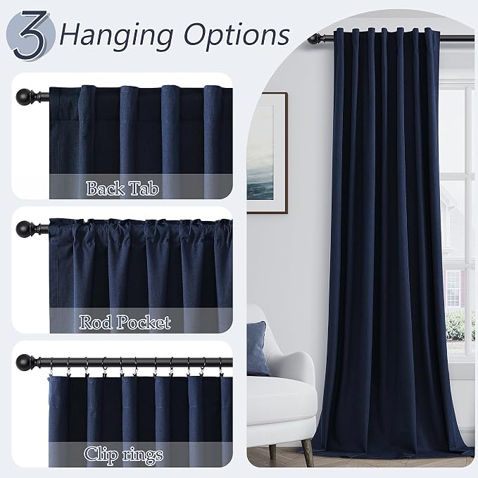 Guken Navy Blue 100% Blackout Curtains 84 Inch Length 2 Panels Set - Image 6