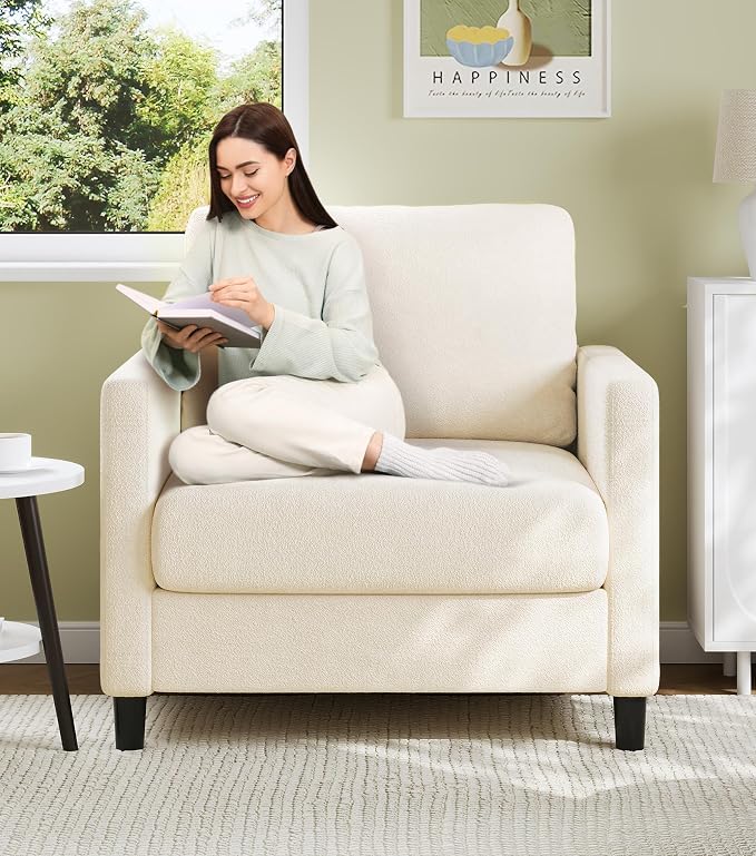 Welzona Sofa Accent Chair, Tool-Free Setup Living Room Accent Chairs, Comfy Arm by WelzonaDirect