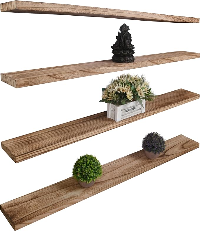 YYWUOJJ Wood Floating Shelves for Wall Decor, Rustic Wall Shelves for Bedroom by YYWUOJJ