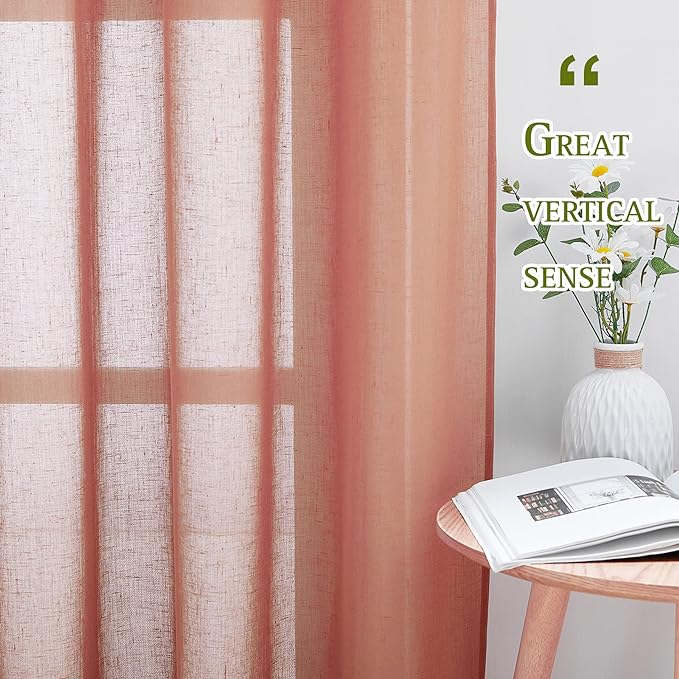 NICETOWN Open Linen Weave Linen Burlap Window Curtains, 72 inches Medium Long - Image 3