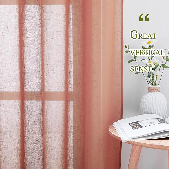 NICETOWN Washed Linen Curtains for Window, Grommet Natural Linen Semi Sheer - Image 5