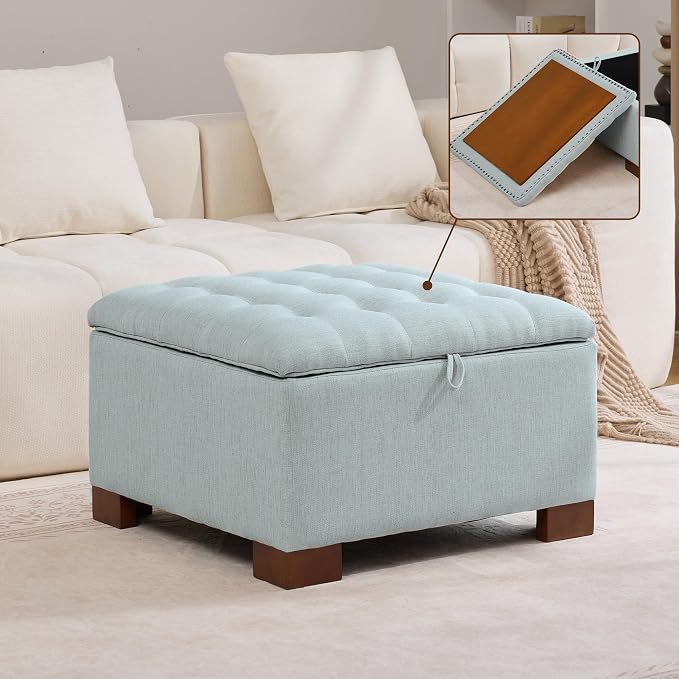 WUTUTUEE 30" Fabric Square Storage Ottoman by WUTUTUEE