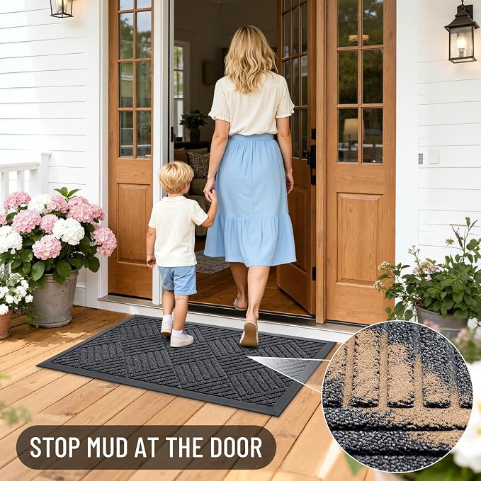 OLANLY Front Door Mat Outside Entrance 47x23, Heavy Duty Sturdy Natural Rubber - Image 6