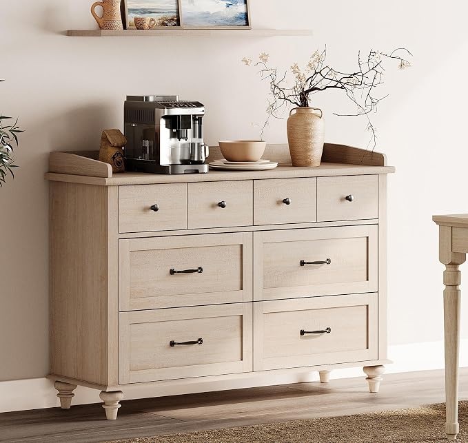 WAMPAT 6 Drawers Dresser for Bedroom, Elegant Wooden Chest of Drawers Kids by WAMPAT