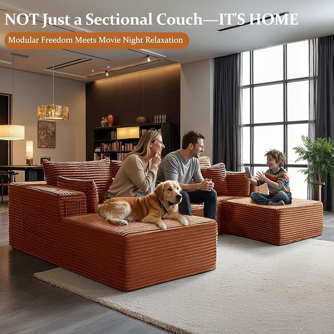 108" Cloud Sectional Couch, Comfort U Shaped Boneless Couch - Image 4
