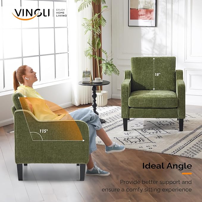 VINGLI Accent Chair for Living Room Chairs Olive Green Reading Chair for - Image 5