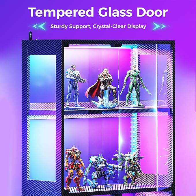 AODK 2 Pack Display Case with Glass Door, RGB Light Display Cabinet - Image 4