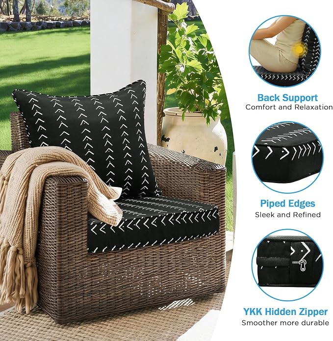 Outdoor Deep Seat & Back Cushion Set, 24 x 24 Inch Water Repellent and Fade - Image 5