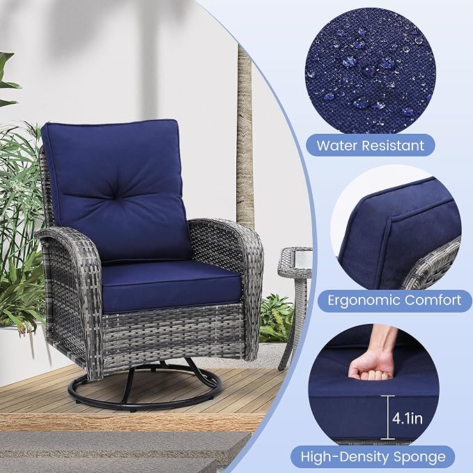wildformers Luxury Outdoor Swivel Wicker Glider Patio Chairs - Image 6