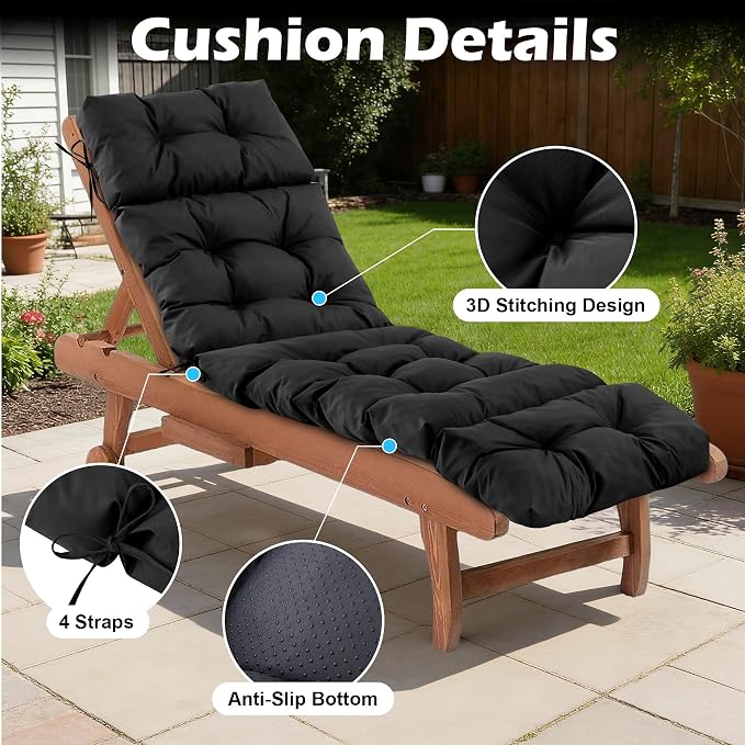 Chaise Lounge Cushions Outdoor, Waterproof & Fade Resistant Patio Lounge Chair - Image 5