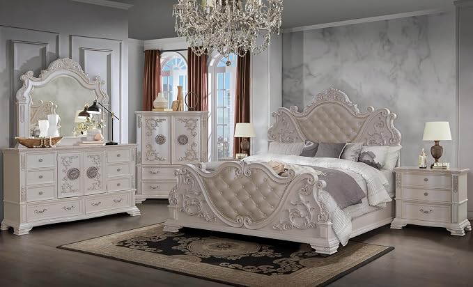 First of a Kind Traditional Wood Bedside Table Santa Monica Collection White - Image 5