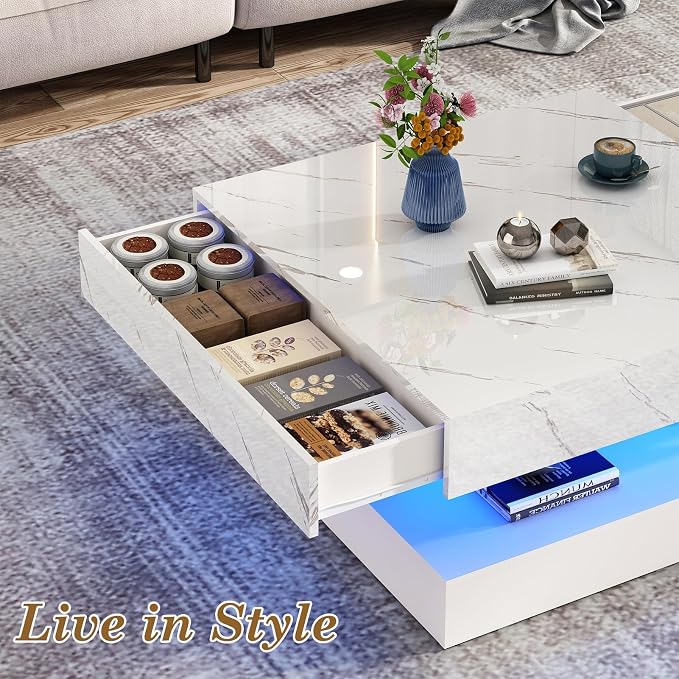 jiteentarou 33.9 Inch Modern LED Coffee Table - Image 5