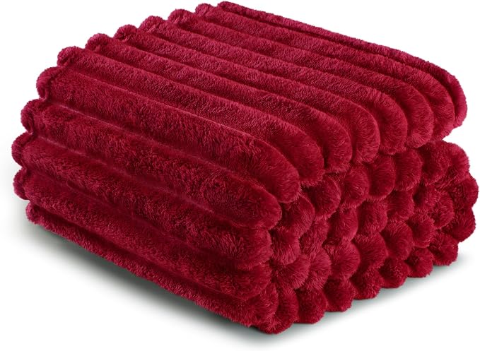 Exclusivo Mezcla King Size Flannel Fleece Blanket, Super Soft Striped Jacquard - Image 6