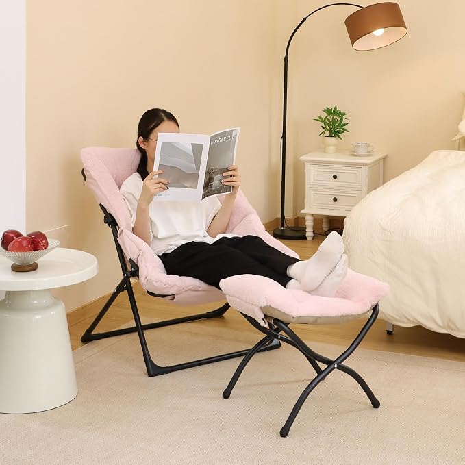 Comfy Saucer Chair for Adults, Soft Faux Fur Bedroom Chair, Accent Dorm Chairs - Image 5
