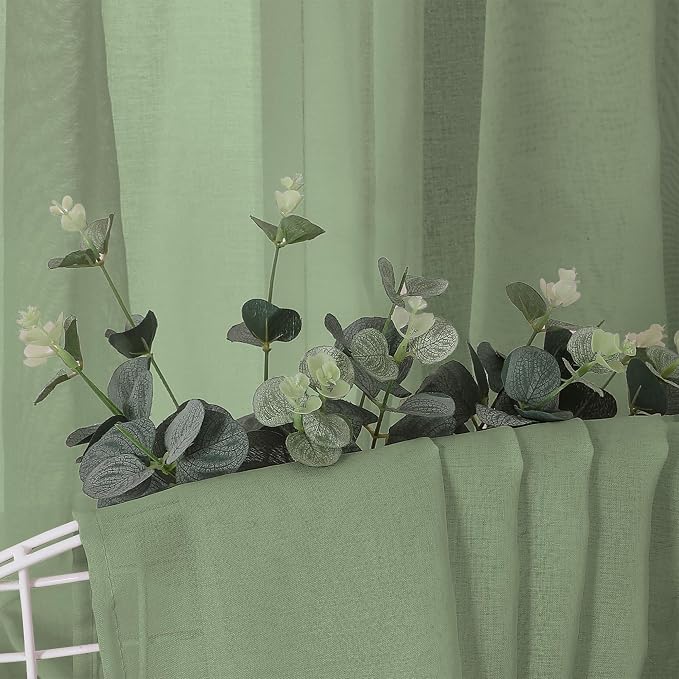 Tollpiz Sheer Curtain Linen Textured Living Room Curtains Sheer Light Filtering - Image 6