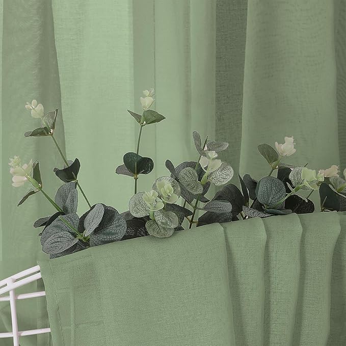 Tollpiz Sheer Curtain Linen Textured Bedroom Curtains Sheer Light Filtering Rod - Image 6