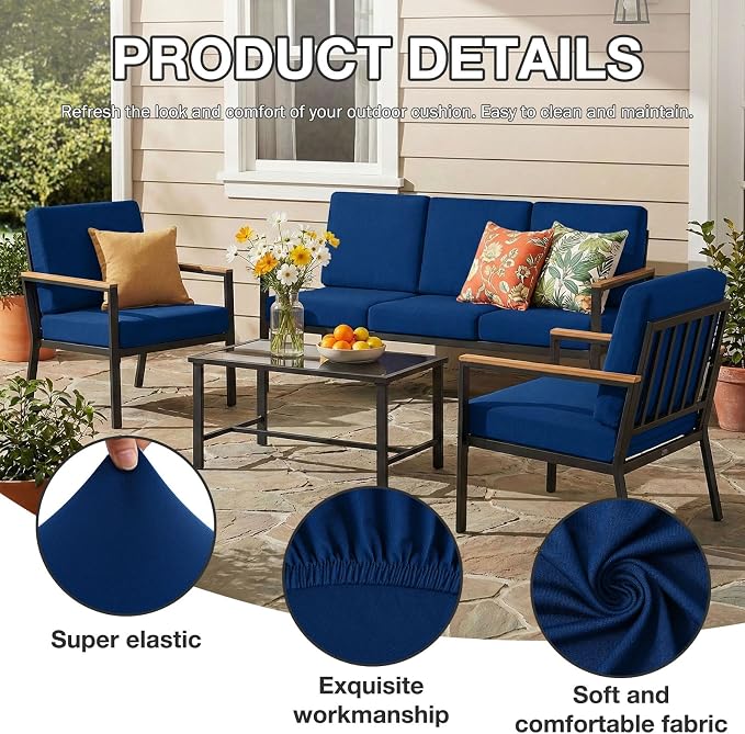 hyha 12Pcs Patio Cushion Covers, Stretch Outdoor Couch Cushion Covers - Image 3