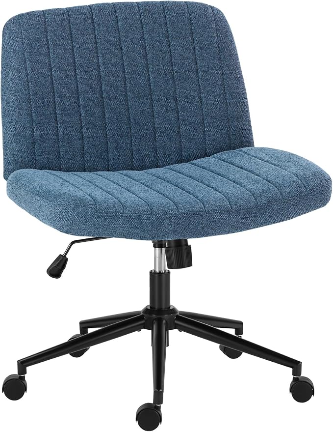 OLIXIS Criss Cross Chair with Wheels Wide Cross Legged Office Desk Vanity Chair by OLIXIS