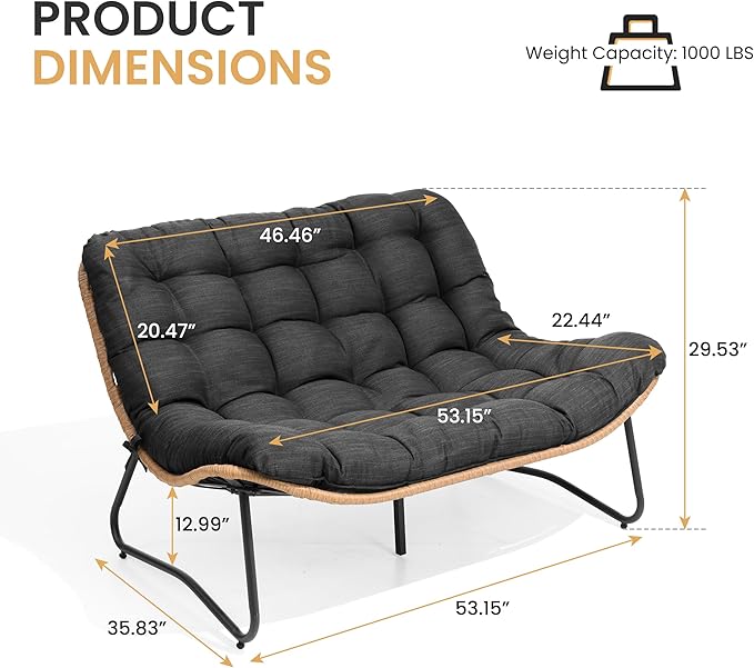 Crestlive Products Outdoor Loveseat 2PCS, Patio Conversation Set, All-Weather - Image 2